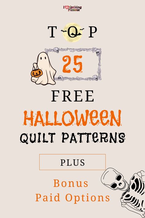 Top 25 Free Halloween Quilt Patterns (+10 Bonus Patterns For Sale) Jelly Roll Halloween Quilt Patterns Free, Halloween Paper Pieced Quilt Patterns Free, Halloween Crazy Quilt, Halloween Quilt Squares, Halloween Quilts Patterns, Free Halloween Quilt Block Patterns, Halloween Quilt Blocks Free Pattern, Free Halloween Quilt Patterns, Halloween Quilt Ideas