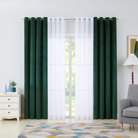 Green And White Curtains Bedroom, Hunter Green Curtains Living Room, Emerald Green Curtains Bedroom, Dark Green Curtains Bedroom, Green Curtains Living Room, Emerald Green Curtains, Green Curtains Bedroom, White Velvet Curtains, Rose Gold Curtains