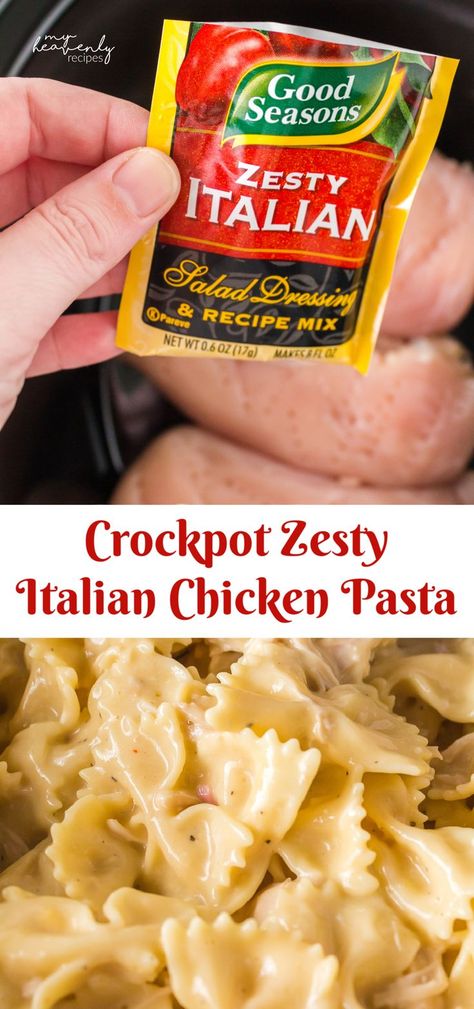 Zesty Italian Chicken Pasta, Chicken With Italian Dressing, Pasta In The Crockpot, Chicken Breast Crockpot, Zesty Italian Chicken, Italian Chicken Pasta, Chicken Breast Crockpot Recipes, Crockpot Chicken Breast, Chicken Crockpot Recipes Easy