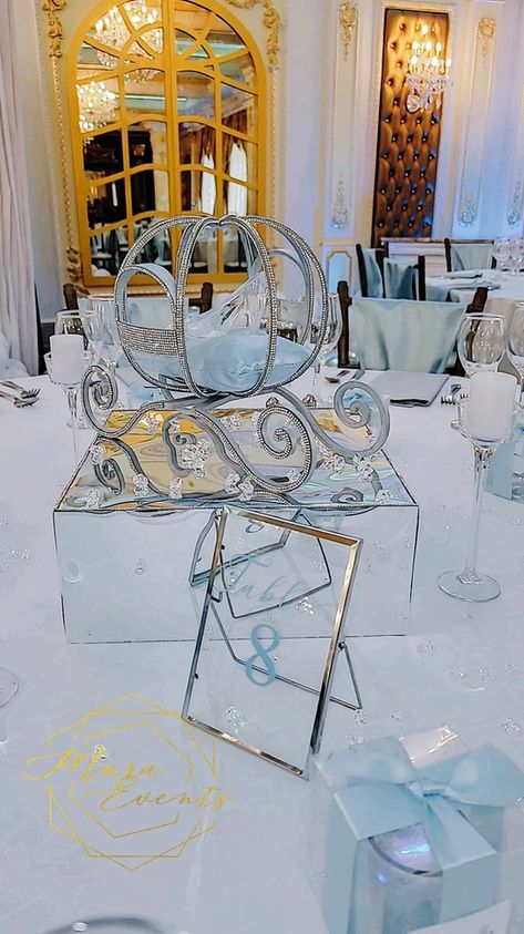 Sweet 16 Cinderella Theme, Cinderella Decorations, Cinderella Centerpiece, Quince Centerpieces, Baby Blue Quinceanera, Sweet 16 Winter Wonderland, Cinderella Quinceanera Themes, Cinderella Wedding Theme, Cinderella Sweet 16