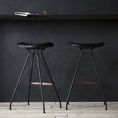 bar stool | wire Wire Bar Stools, Supreme Furniture, Wire Dining Chairs, Black Stool, Black Saddle, Black Elegance, Mid Century Bar, Black Bar Stools, Dark Wall