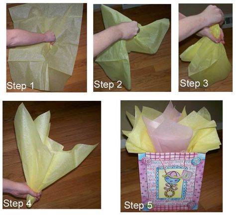 How to fold tissue paper for a gift bag. For @Sherry Loniewski Gift Bag Presentation, Tissue Paper Storage, Gift Tissue Paper, Tissue Paper Crafts, Decorated Gift Bags, 3d Animals, Gift Wrapping Inspiration, Large Gift Bags, Small Gift Bags