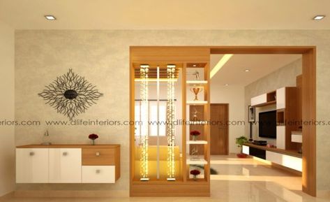 Living Dining partition units from top interior design company Living Dining Partition With Tv Unit, Partition Between Living And Dining Modern, Living And Dining Room Partition Ideas, Partition Shelves, Living Dining Partition, Living Partition, Partition Living Room, Dining Partition, Partition Ideas