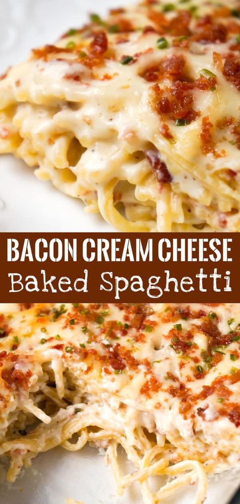 Cream Cheese Baked Spaghetti, Cheese Baked Spaghetti, Food Pasta Recipes, Spaghetti Cheese, Cream Cheese Spaghetti, Spaghetti Casserole, Cheese Baked, Food Pasta, Yummy Pasta Recipes