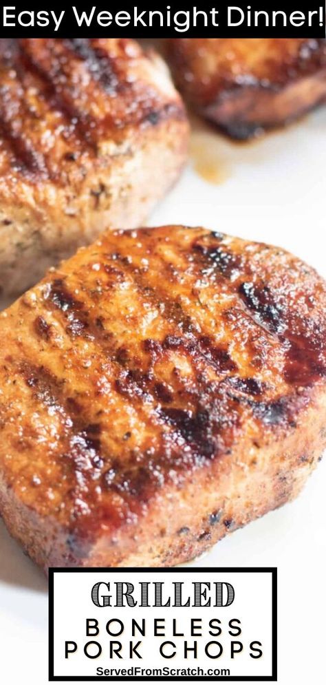 Porkchops Grilled, Moist Pork Chops, Grilled Pork Loin, Pork Chop Marinade, Pork Chop Recipes Grilled, Boneless Pork Chop Recipes, Pork Loin Chops, Grilled Pork Chops, Boneless Pork Chops