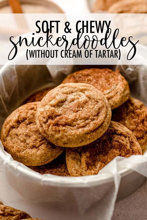 Snickerdoodle Recipe No Cream Of Tartar, Snickers Cookies Recipes, How To Make Snickerdoodles, Soft And Chewy Snickerdoodle Cookies, Chewy Snickerdoodle Cookies, Chewy Snickerdoodles, Soft Snickerdoodle Cookies, Snickerdoodle Cookie Recipe, Best Snickerdoodle Cookies