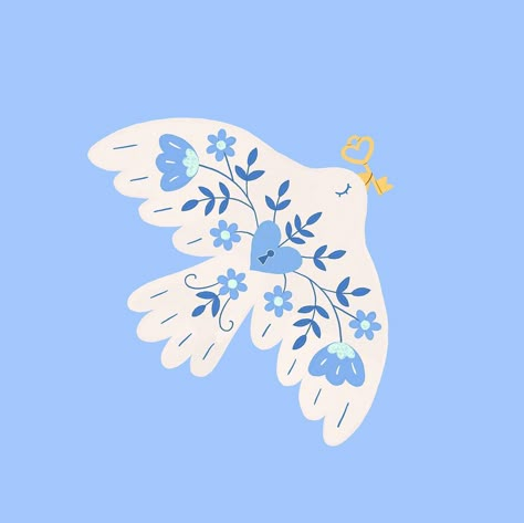 Love Bird Illustration, Simple Bird Illustration, Dove Illustrations, Dove Graphic, Sweets Illustration, Folk Illustration, Modern Folk Art, Floral Wallpaper Iphone, Folk Design