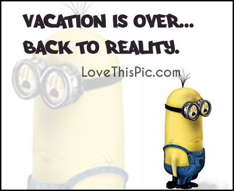 Back To Reality Quotes, Minion Kiss, Reality Pictures, Vacation Quotes Funny, Funny Drunk Texts, Vacation Meme, Monday Humor Quotes, Over It Quotes, Monday (quotes)