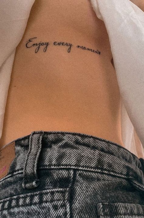 Ribs Quote Tattoo, Quote Rib Tattoo, Intimate Tattoos For Women, Elegant Tattoos For Women Classy, Unique Rib Tattoo, Waist Tattoos For Women, Small Rib Tattoos For Women, Ribs Tattoo For Women, Tattoo On Waist