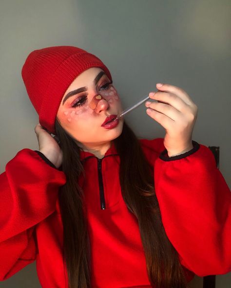 Love Sick Makeup, Sick Makeup Look, Val Makeup, Sick Makeup, Makeup 2024, Halloween Fits, Valentines Day Makeup, Red Black Style, Character Makeup