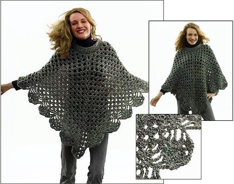 Poncho Au Crochet, Crochet Poncho Free Pattern, Gilet Crochet, شال كروشيه, Plus Size Patterns, Crochet Poncho Patterns, Crochet Shawls And Wraps, Poncho Pattern, Lion Brand Yarn