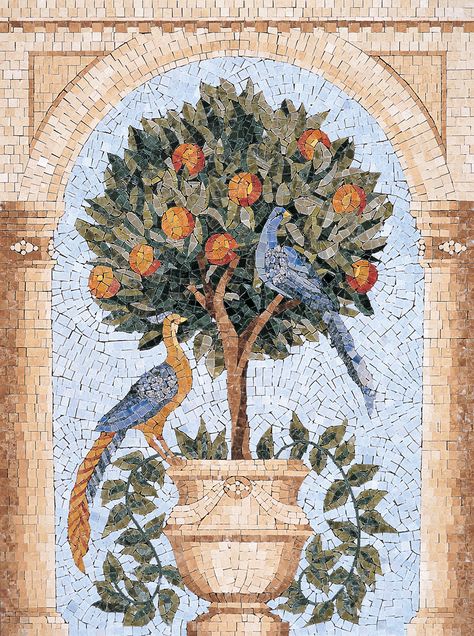 Mosaic Garden Art, Roman Mosaic, Mosaic Art Projects, Mosaic Tile Art, Mosaic Artwork, Byzantine Art, Roman Art, Mosaic Garden, Orange Tree