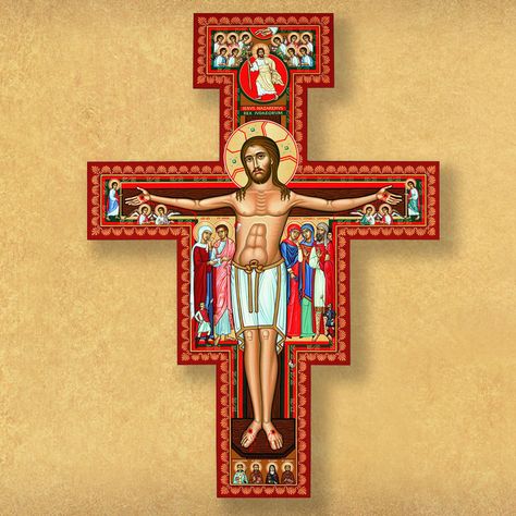 San Damiano Cross, Monastery Icons, St Francis Assisi, Crucifix Art, Catholic Decor, Images Of Christ, Orthodox Cross, Stations Of The Cross, The Cross Of Christ