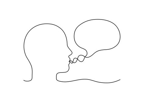 Person Speaking Drawing, Minimalist People, Bubble Drawing, Balloon Illustration, People Drawing, Person Drawing, Drawing Heads, Continuous Line Drawing, Talking Heads