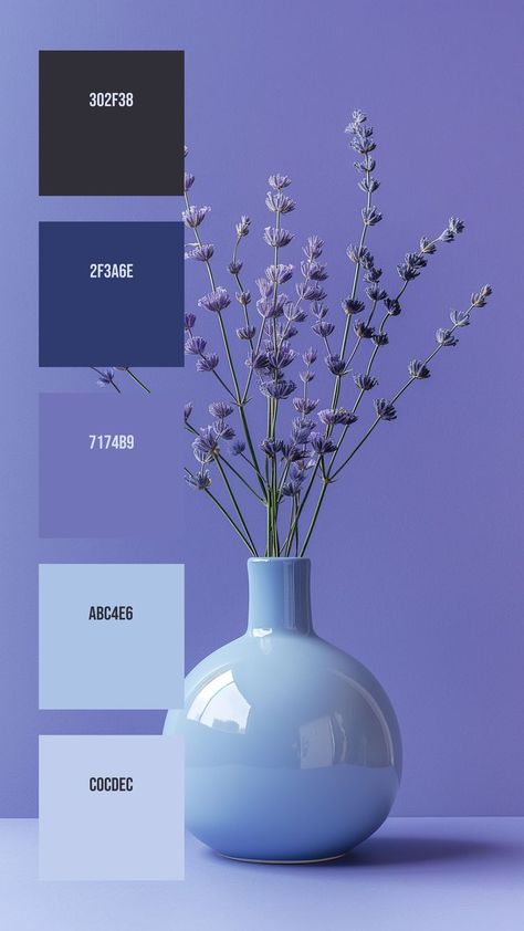 Colors: 302F38 ° 2F3A6E ° 7174B9 ° ABC4E6 ° C0CDEC Blue Pallets, Still Life Composition, Lavender Color Palette, Harmony Of Colors, Purple Palette, Color Coordination, Elements Of Color, Pantone Colour Palettes, Color Design Inspiration