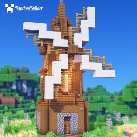 Minecraft Mini Windmill, Minecraft Windmill Design Easy, Minecraft Windmill Tutorial, Small Windmill Minecraft, Minecraft Windmill Design, Medieval Docks, Windmill Minecraft, Minecraft Magic, Minecraft Mountain House