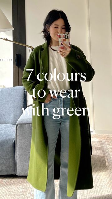 Helen • Daily Helen on Instagram: "7 colours I’ll wear with GREEN — felt inspired by the colour of this coat and had to do a styling video for green 💚 Outfits will be linked on my LTK in bio and stories x 🏷️ #sezane #sezanelovers #sezanemederick #sezanecoat #sezaneaddict #colourfulstyle #colorfulstyle #green #colourcombination #colourcombinations" Green Coat Outfit Winter, Green Coat Outfit, Winter Coat Outfits, Green Outfits, Colourful Style, Soft Autumn, Green Outfit, Green Coat, Coat Outfits