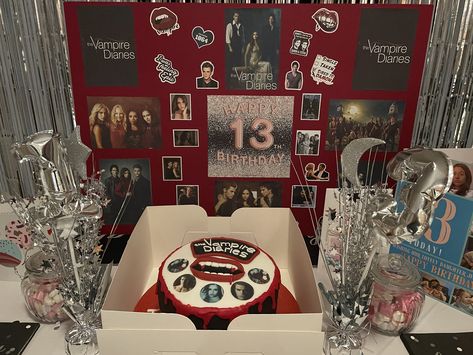 Vampire diaries themed party DIY decoration board Vampire Diaries Decorations, Tvd Themed Birthday Party, The Originals Birthday Theme, Vampire Diaries Party Theme, Tvd Themed Party, The Vampire Diaries Birthday Party, Tvd Party Ideas, The Vampire Diaries Party Ideas, The Vampire Diaries Birthday Ideas