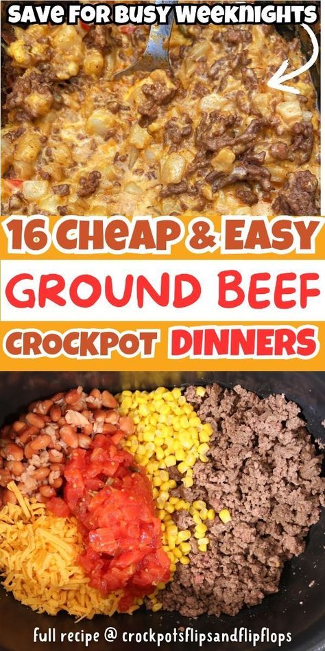 Beef In The Crockpot, Crockpot Ground Beef Recipes, Ground Beef Crockpot Recipes, Crockpot Ground Beef, Crockpot Dump Recipes, Slow Cooker Ground Beef, Cooking With Ground Beef, Easy Crockpot Dinners, Crock Pots