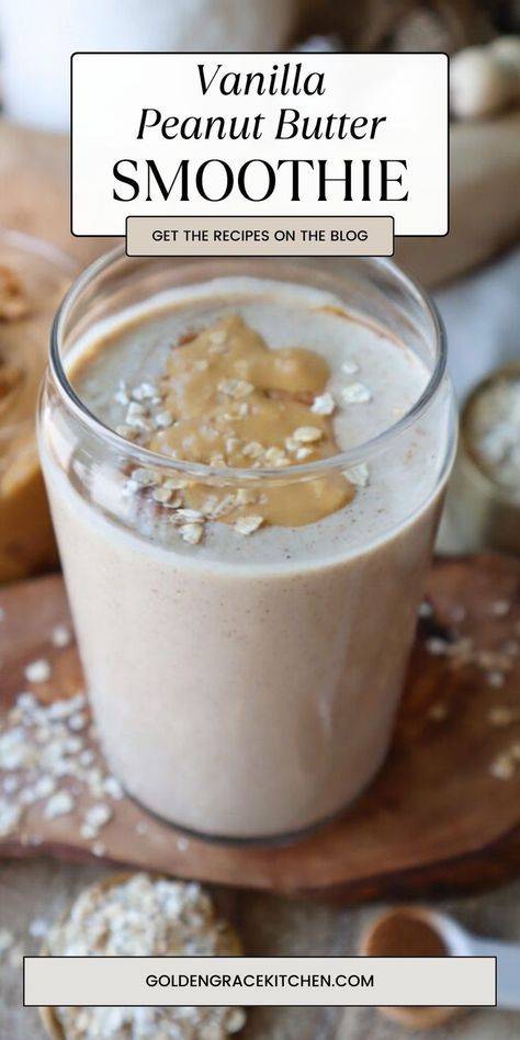 This vanilla peanut butter breakfast smoothie is the perfect breakfast choice when you are short on time and need a healthy carb/high protein boost. This versatile recipe makes a quick and healthy snack to fight your "hangry" between meals. Try this smoothie post-workout to help your body to recover more quickly. Just add a scoop of your favorite protein powder, and blend away! Peanut Butter Breakfast Smoothie, Protien Smoothies Recipes, Vanilla Protein Smoothie, Best Whey Protein Powder, Peanut Butter Protein Shake, Protein Powder Smoothie, Peanut Butter Breakfast, Best Whey Protein, High Protein Smoothies