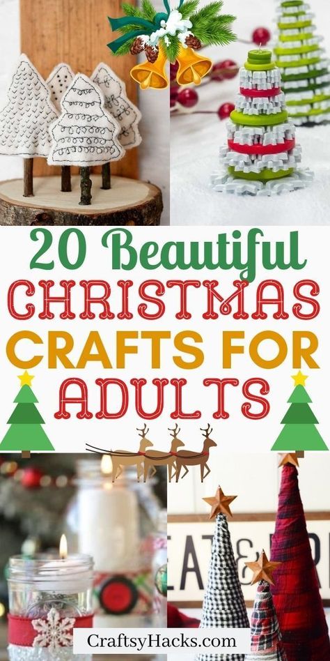 You can transform your home into a cozy winter wonderland with these creative christmas crafts for adults. These festive home DIY's are perfect to help you decorate your home for christmas on a lower budget. #Holiday #Crafts Easy Fun Christmas Crafts For Adults, Christmas Projects To Make Easy Crafts, Advanced Christmas Crafts, Christmas Paper Crafts For Adults, Fun Holiday Crafts For Adults, Christmas Crafts For A Group Of Women, Simple Holiday Crafts For Adults, Diy Christmas Crafts For Gifts, Christmas Crafts For Nursing Home