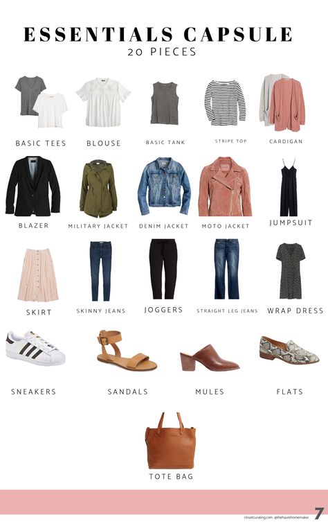 Create a versatile, wearable wardrobe  easily put together outfits with these 20 essentail pieces in your closet. Essential capsule, capsule wardrobe, minimal wardrobe, minimal capsule, closet curating Vacation Capsule Wardrobe Fall, Toms Paxton Slip Ons Outfit, Essential Wardrobe For Women, Capsule Wardrobe Number Of Pieces, Warm Weather Capsule Wardrobe, Fall Outfits For Warm Weather, Women Basics, Closet Capsule, Fall Core