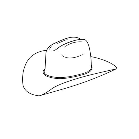 Cowboy Hat Outline Icon Illustration on White Background Cowboy Hat Aesthetic Drawing, Patchwork Tattoo Cowboy, Cute Drawings White Background, Cowboy Hat Coloring Page, Country Hat Tattoo, Cowboy Hat Outline Tattoo, Cowboy Head Tattoo, Western Tattoo Stencil, Cowboy Hat Line Art