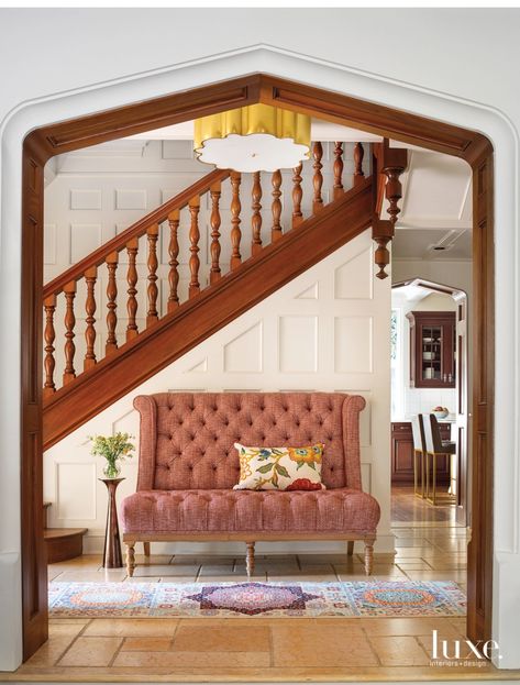 Tudor Cottage Interior, Modern Traditional Interior Design, Stairs Painted, Stair Railings, Traditional Interior Design, Cottage Interior, Vanguard Furniture, Grand Homes, Luxe Interiors