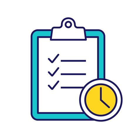 Time management color icon. Task planning. Deadline. Tasks list. Isolated vector illustration Time Management Icon, Time Management Illustration, Time Management Aesthetic, Task Icon, Management Illustration, Task Calendar, Tasks List, Skill Learning, Management Logo