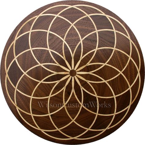 It consists of 145 Laser Cut pieces, all cut from walnut and maple 1/8" thick solid hardwood. It is laminated to a quality plywood backing board, filled, and sanded, ready for your finish. | eBay! Floor Inlay, Bois Intarsia, Best Wood Flooring, Floor Medallion, Table Box, Woodworking Desk, Woodworking Kits, Diy Flooring, Wood Inlay