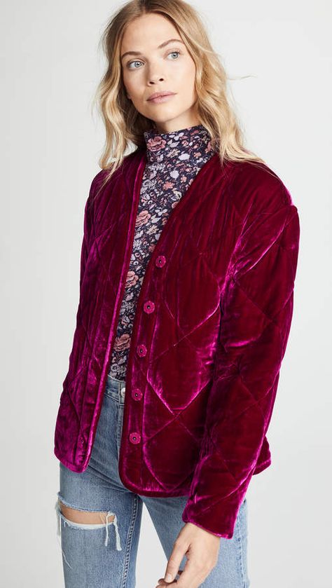 Rebecca Taylor Quilted Velvet Jacket Quilted Velvet Jacket, Quilted Velvet, Designer Jackets, Women's Jackets, Velvet Jacket, Heads Up, Rebecca Taylor, Jacket Design, Red Jacket