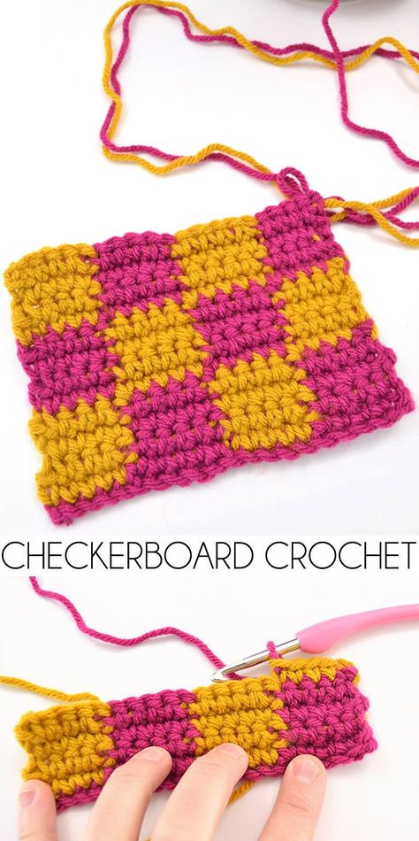 The checkerboard crochet stitch makes a nice, thick fabric and that pattern is amazing. And it's so much easier to do than it looks! Crochet With 2 Yarns At Once, Checkerboard Crochet, Bobble Stitch Crochet, Modern Crochet Blanket, Diy Knit, Baby Afghan, Crochet Stars, Blanket Patterns, Single Crochet Stitch