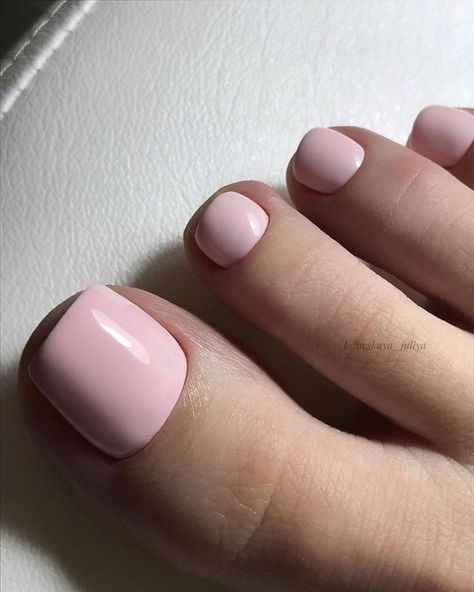 Pale Pink Pedicure, Light Pink Pedicure, Short Rounded Acrylic Nails, Rounded Acrylic Nails, Pink Pedicure, Pink Toe Nails, Gel Toe Nails, Yerevan Armenia, Toe Nail Color