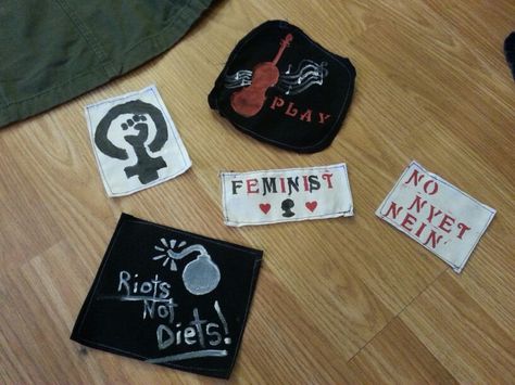 Crust Jacket, Diy Punk Patches, Punk Patches Diy, Cripple Punk, Patches Ideas, Fluorescent Adolescent, Crust Pants, Feminist Patch, Feminist Punk