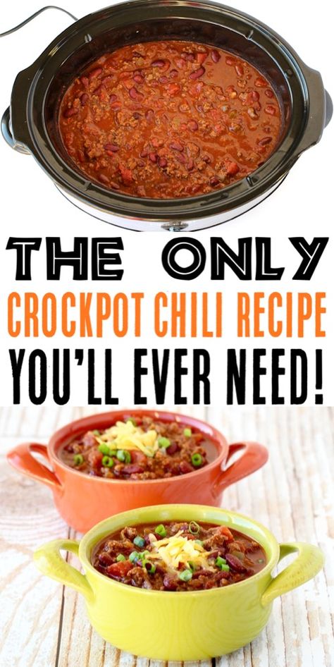 Best Chili Ever, Easy Crockpot Chili, Easy Chili Recipe Crockpot, Slow Cooker Chili Easy, Dinner Crockpot, Best Chili, Chili Recipe Crockpot, Best Chili Recipe, Cozy Dinner