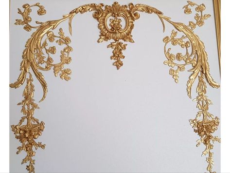 Gold Headboard, French Bathroom, Baroque Decor, Furniture Appliques, Wall Panelling, Wall Molding, Diy Wood Projects Furniture, Louis Xvi Style, French Antique