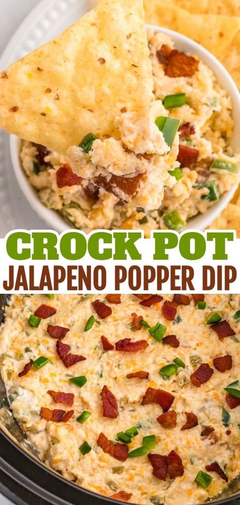 Bacon Jalapeno Dip, Hot Dip Recipe, Slow Cooker Dip Recipes, Cheese Dip Crock Pot, Jalapeno Cream Cheese Dip, Creamy Jalapeno Dip, Dip Recipes Crockpot, Jalapeno Popper Dip Recipe, Dip Recipes Hot