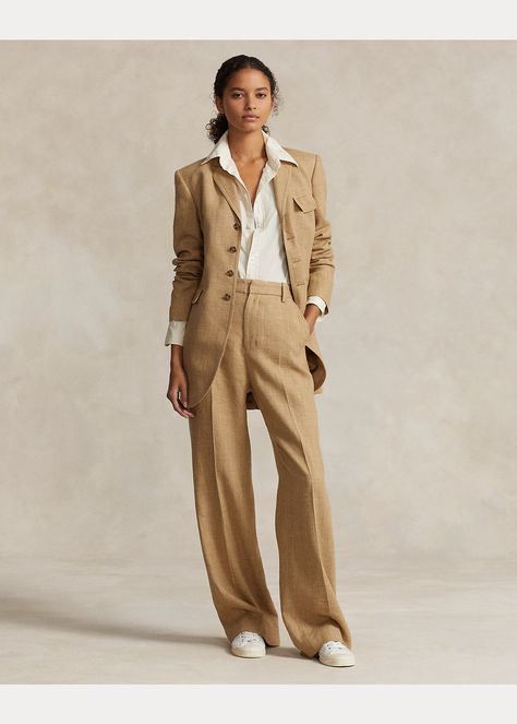 Linen Suits For Women, Parisienne Style, Business Jacket, Women Working, Tweed Trousers, Blazer Jackets For Women, Women Ralph Lauren, Linen Suits, Summer Linen