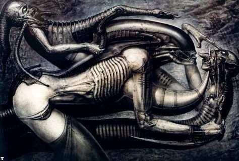 23 hr_giger Alien Artist, Biomech Tattoo, Hr Giger Art, Alien Resurrection, Giger Alien, Giger Art, H.r. Giger, Art Alien, Surreal Scenes