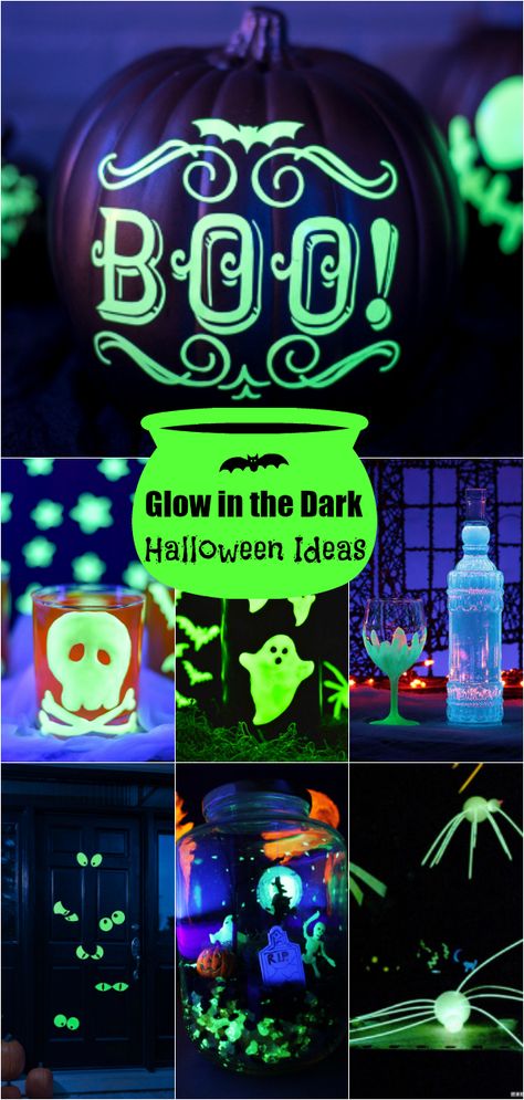 Host a spooktacular Halloween party with these creative glow in the dark ideas #glowinthedark #halloween #crafts #partyideas Blacklight Halloween, Snacks Kids, Braids Kids, Glow Halloween, Glow In Dark Party, Glow Stick Party, Glow In The Dark Halloween, Kids Halloween Party, Diy Glow