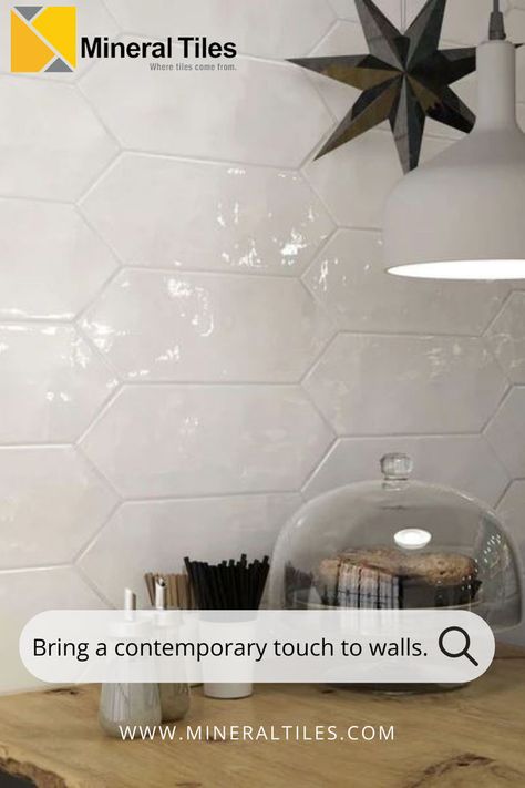 Its unique elongated and picket hexagonal shape provides a modern twist on traditional tile designs, making it a versatile choice for a variety of design settings. 👉Choose from a variety of designs to perfectly match your kitchen's vibe and make a statement.✨ 🔗Click here https://www.mineraltiles.com/collections/picket-tiles or link in bio. . . . #PicketWallTile #WhiteGlossyTile #PolishedFinish #WavySurface #HexagonalTile #KitchenBacksplash #BathroomTiles #ShowerDesign #FeatureWalls Picket Wall Tile, Picket Tile Backsplash, Picket Tile, Beveled Subway Tile, Hexagon Backsplash, Recycled Tile, Diy Kitchen Backsplash, White Tile Backsplash, Bathroom Shower Walls