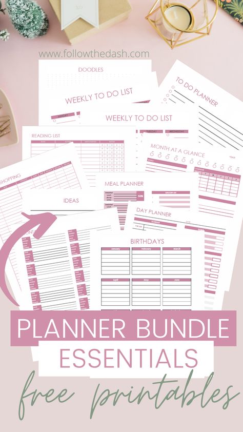 Planner Bundle Free Printables in Mauve Holiday Planner Printables Free, Health Planner Free, Holiday Planner Printables, Homemaking Binder, Printable Organizer, Student Weekly Planner, Order Tracker, Get Productive, Journal App