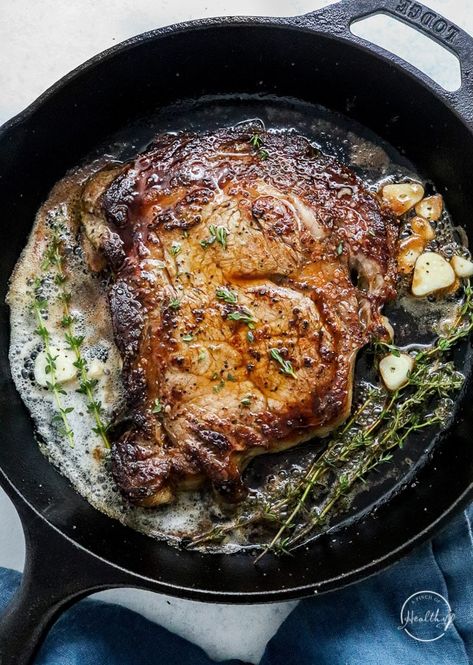 Cast Iron Steak (with garlic herb butter) Steak Salads, Cast Iron Skillet Recipes Dinner, Steak Taco Recipe, Steak Taco, Good Steak Recipes, Cast Iron Steak, Ribeye Steak Recipes, Steak Sandwiches, Dinner Steak