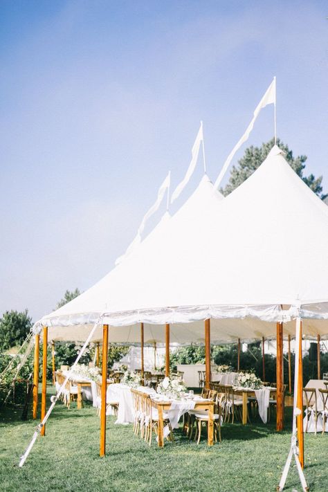 giant white tent covering at wedding reception Nantucket Micro Wedding, Kennebunkport Maine Wedding, Coastal Tent Wedding, Maine Coastal Wedding, Coastal Elegant Wedding, Coastal Backyard Wedding, Maine Wedding Ideas, White Candles Wedding, Starlight Wedding