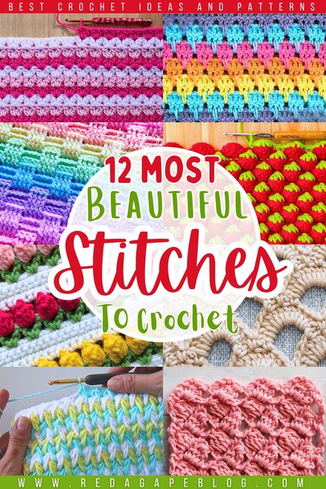 Most Beautiful Stitches to Crochet Fun Crochet Stitches For Blankets, Unusual Crochet Stitches Unique, Advanced Crochet Stitches Free, Unusual Crochet Stitches, Crochet Stitches Free Pattern, Unique Crochet Stitches Free, Crochet Stitch Patterns Free, Pretty Crochet Stitches, Fun Crochet Stitches