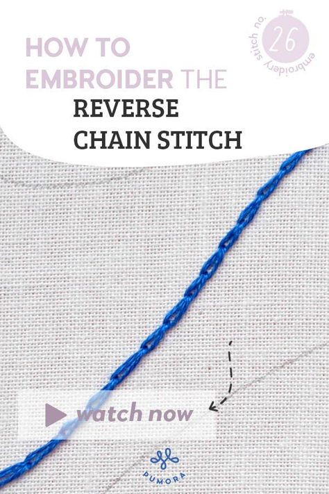 Strait Stitch Embroidery, Chain Stiching Ideas, Reverse Chain Stitch Embroidery, Reverse Chain Stitch, Embroidery Video, Hand Tricks, Chain Stitch Embroidery, Embroidery Sampler, Felt Embroidery