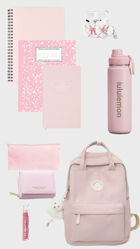 Back to school 🏫🩷 Back To School Stationary, School Necessities, Middle School Essentials, School Emergency Kit, School Backpack Essentials, Preppy School Supplies, Pretty School Supplies, College Supplies, Cute Stationary School Supplies