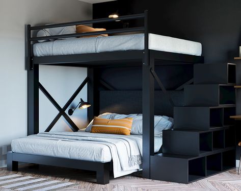 Platform Bunk Beds, L Shaped Bunk Beds Space Saving, L Shape Bunk Beds, Adult Bunk Beds Guest Rooms, Bunk Beds For Adults, House Claims, Bunk Bedroom, Gaming Bed, L Shaped Bunk Beds