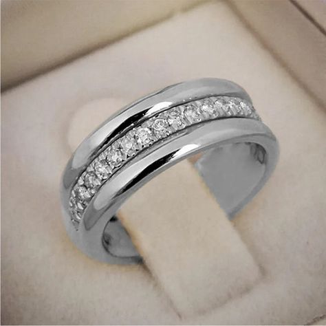 925 Silver Plated,Check Other Listing For Gold Band Ring Cubic Zircon Wedding Rings Men, Rings Opal, Diamond Half Eternity Band, Silver Diamond Ring, Mens Engagement, Cz Rings Engagement, Ringe Gold, Silver Wedding Bands, Eternity Band Ring