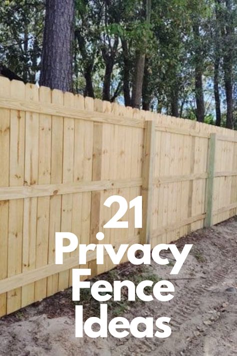 You can't go wrong with a classic wood fence for privacy in your backyard. Wooden Fence Privacy Ideas, Privacy Fence Along Driveway, Simple Wood Fence Ideas, Backyard Privacy Fence Decor Ideas, Build Privacy Fence, Backyard With Privacy Fence, Faux Wood Fence, Wood Fence Panels Ideas, Pallet Wood Privacy Fence